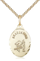 [0599ZGF/18G] 14kt Gold Filled Graduate Pendant on a 18 inch Gold Plate Light Curb chain