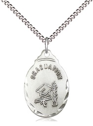 [0599ZSS/18S] Sterling Silver Graduate Pendant on a 18 inch Light Rhodium Light Curb chain
