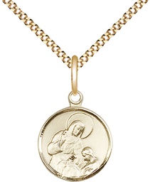 [0601AGF/18G] 14kt Gold Filled Saint Ann Pendant on a 18 inch Gold Plate Light Curb chain