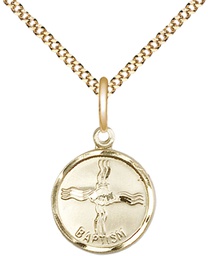 [0601BAGF/18G] 14kt Gold Filled Baptism Pendant on a 18 inch Gold Plate Light Curb chain