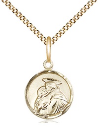 [0601DGF/18G] 14kt Gold Filled Saint Anthony Pendant on a 18 inch Gold Plate Light Curb chain