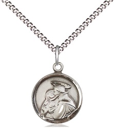 [0601DSS/18S] Sterling Silver Saint Anthony Pendant on a 18 inch Light Rhodium Light Curb chain