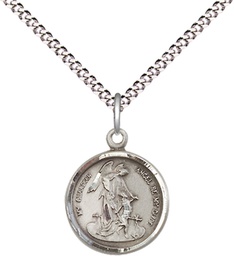 [0601ESS/18S] Sterling Silver Guardian Angel Pendant on a 18 inch Light Rhodium Light Curb chain