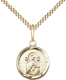 [0601HGF/18G] 14kt Gold Filled Our Lady of Perpetual Help Pendant on a 18 inch Gold Plate Light Curb chain