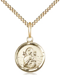 [0601HGF/18G] 14kt Gold Filled Our Lady of Perpetual Help Pendant on a 18 inch Gold Plate Light Curb chain