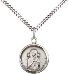 [0601HSS/18S] Sterling Silver Our Lady of Perpetual Help Pendant on a 18 inch Light Rhodium Light Curb chain