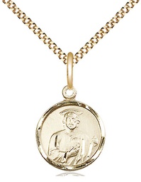 [0601JGF/18G] 14kt Gold Filled Saint Jude Pendant on a 18 inch Gold Plate Light Curb chain