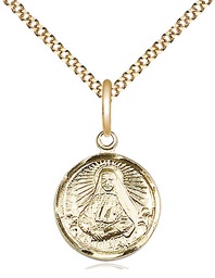 [0601OGF/18G] 14kt Gold Filled Saint Cabrini Pendant on a 18 inch Gold Plate Light Curb chain