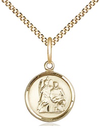 [0601RAGF/18G] 14kt Gold Filled Saint Raphael Pendant on a 18 inch Gold Plate Light Curb chain