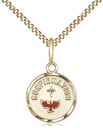 [0601XGF/18G] 14kt Gold Filled Confirmation Pendant on a 18 inch Gold Plate Light Curb chain