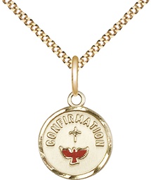 [0601XGF/18G] 14kt Gold Filled Confirmation Pendant on a 18 inch Gold Plate Light Curb chain