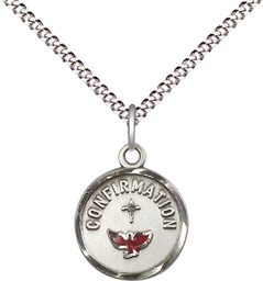 [0601XSS/18S] Sterling Silver Confirmation Pendant on a 18 inch Light Rhodium Light Curb chain