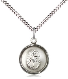 [0601YSS/18S] Sterling Silver Cross Pendant on a 18 inch Light Rhodium Light Curb chain