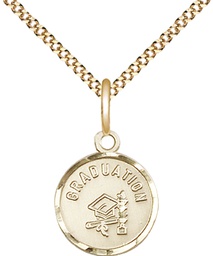 [0601ZGF/18G] 14kt Gold Filled Graduation Pendant on a 18 inch Gold Plate Light Curb chain