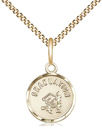 [0601ZGF/18G] 14kt Gold Filled Graduation Pendant on a 18 inch Gold Plate Light Curb chain