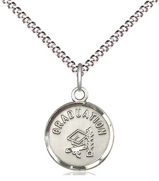 [0601ZSS/18S] Sterling Silver Graduation Pendant on a 18 inch Light Rhodium Light Curb chain