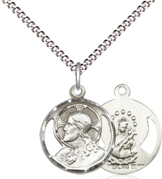 [0611SS/18S] Sterling Silver Scapular Pendant on a 18 inch Light Rhodium Light Curb chain
