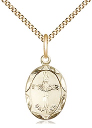 [0612BAGF/18G] 14kt Gold Filled Baptism Pendant on a 18 inch Gold Plate Light Curb chain