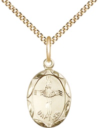 [0612BAGF/18G] 14kt Gold Filled Baptism Pendant on a 18 inch Gold Plate Light Curb chain