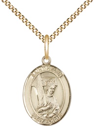 [8043GF/18G] 14kt Gold Filled Saint Helen Pendant on a 18 inch Gold Plate Light Curb chain