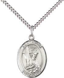 [8043SS/18S] Sterling Silver Saint Helen Pendant on a 18 inch Light Rhodium Light Curb chain