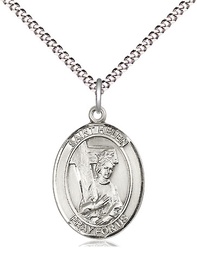 [8043SS/18S] Sterling Silver Saint Helen Pendant on a 18 inch Light Rhodium Light Curb chain
