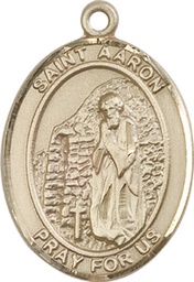 [7254KT] 14kt Gold Saint Aaron Medal