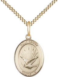 [8044GF/18G] 14kt Gold Filled Holy Spirit Pendant on a 18 inch Gold Plate Light Curb chain