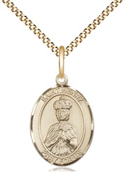 [8046GF/18G] 14kt Gold Filled Saint Henry II Pendant on a 18 inch Gold Plate Light Curb chain
