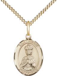 [8046GF/18G] 14kt Gold Filled Saint Henry II Pendant on a 18 inch Gold Plate Light Curb chain