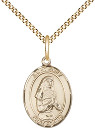 [8047GF/18G] 14kt Gold Filled Saint Emily de Vialar Pendant on a 18 inch Gold Plate Light Curb chain