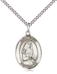 [8047SS/18S] Sterling Silver Saint Emily de Vialar Pendant on a 18 inch Light Rhodium Light Curb chain