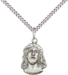 [0081SS/18S] Sterling Silver Ecce Homo Pendant on a 18 inch Light Rhodium Light Curb chain