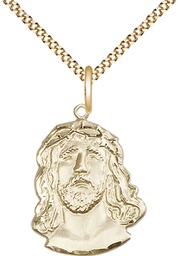 [0082GF/18G] 14kt Gold Filled Ecce Homo Pendant on a 18 inch Gold Plate Light Curb chain