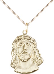 [0082GF/18GF] 14kt Gold Filled Ecce Homo Pendant on a 18 inch Gold Filled Light Curb chain