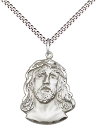 [0082SS/18S] Sterling Silver Ecce Homo Pendant on a 18 inch Light Rhodium Light Curb chain