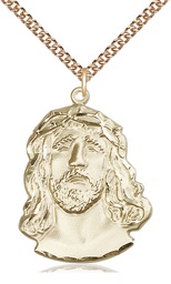 [0083GF/24GF] 14kt Gold Filled Ecce Homo Pendant on a 24 inch Gold Filled Heavy Curb chain