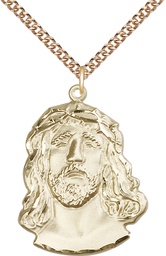 [0083GF/24GF] 14kt Gold Filled Ecce Homo Pendant on a 24 inch Gold Filled Heavy Curb chain