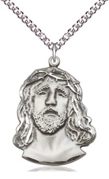 [0083SS/24SS] Sterling Silver Ecce Homo Pendant on a 24 inch Sterling Silver Heavy Curb chain