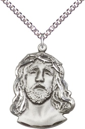 [0083SS/24SS] Sterling Silver Ecce Homo Pendant on a 24 inch Sterling Silver Heavy Curb chain