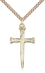 [0085GF/24GF] 14kt Gold Filled Nail Cross Pendant on a 24 inch Gold Filled Heavy Curb chain