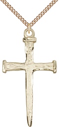 [0086GF/24GF] 14kt Gold Filled Nail Cross Pendant on a 24 inch Gold Filled Heavy Curb chain