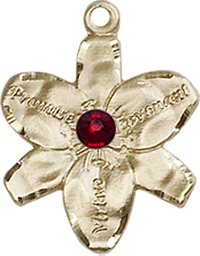 [0088GF-STN1] 14kt Gold Filled Chastity Medal with a 3mm Garnet Swarovski stone
