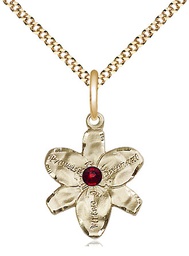 [0088GF-STN1/18G] 14kt Gold Filled Chastity Pendant with a 3mm Garnet Swarovski stone on a 18 inch Gold Plate Light Curb chain