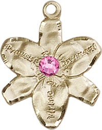[0088GF-STN10] 14kt Gold Filled Chastity Medal with a 3mm Rose Swarovski stone