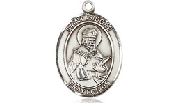 [8049SS] Sterling Silver Saint Isidore of Seville Medal