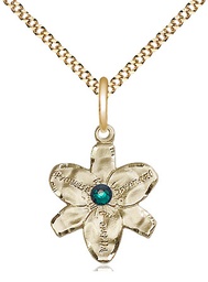 [0088GF-STN5/18G] 14kt Gold Filled Chastity Pendant with a 3mm Emerald Swarovski stone on a 18 inch Gold Plate Light Curb chain