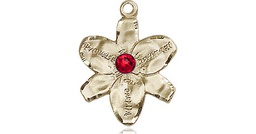 [0088GF-STN7] 14kt Gold Filled Chastity Medal with a 3mm Ruby Swarovski stone