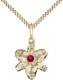 [0088GF-STN7/18G] 14kt Gold Filled Chastity Pendant with a 3mm Ruby Swarovski stone on a 18 inch Gold Plate Light Curb chain