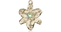 [0088GF-STN8] 14kt Gold Filled Chastity Medal with a 3mm Peridot Swarovski stone